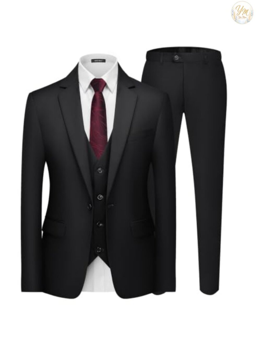 Men's 3-Piece Slim Fit Suit Set One Button Blazer Vest Pants Formal